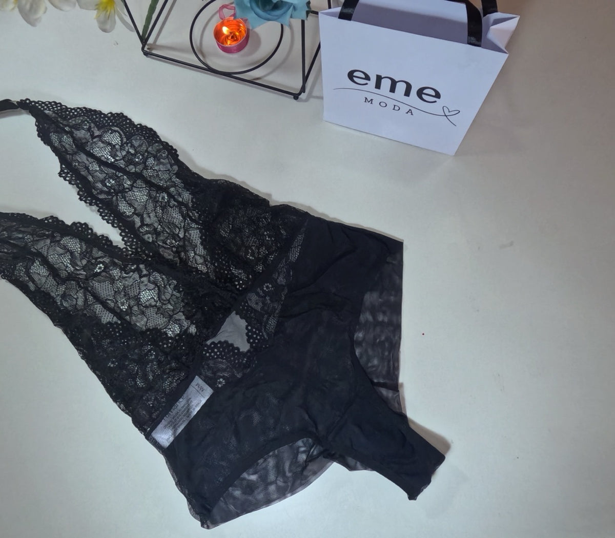Body de Lencería en Tul y Encaje - Collant Rihanna