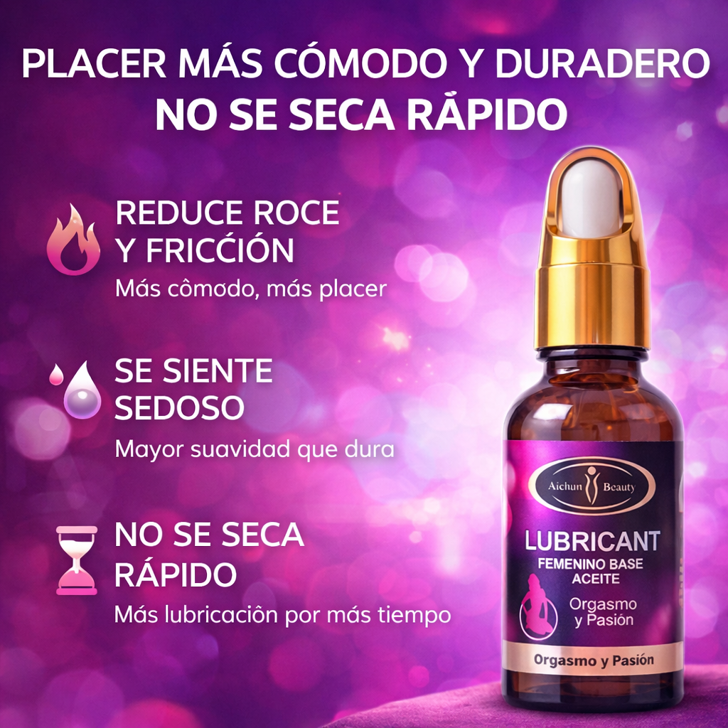Lubricante Íntimo Femenino Base Aceite - Sensación Sedosa y Larga Duración - Orgasmo y Pasión