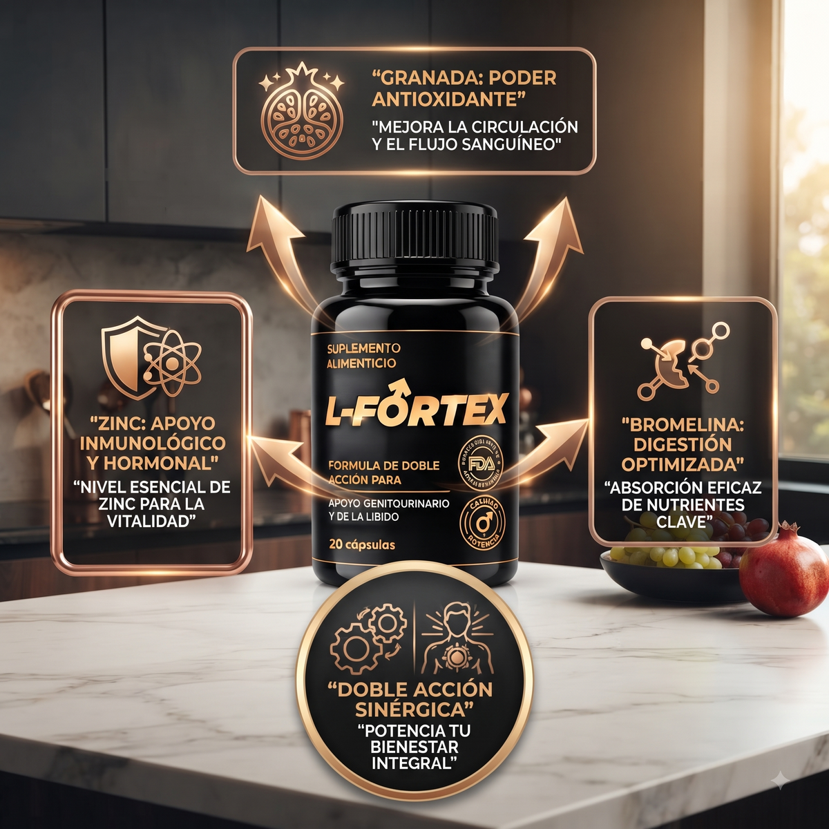Suplemento Vitalidad Masculina Doble Acción - L-FORTEX